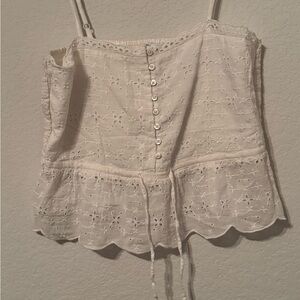 Aerie White Eylet Lace Women's Top